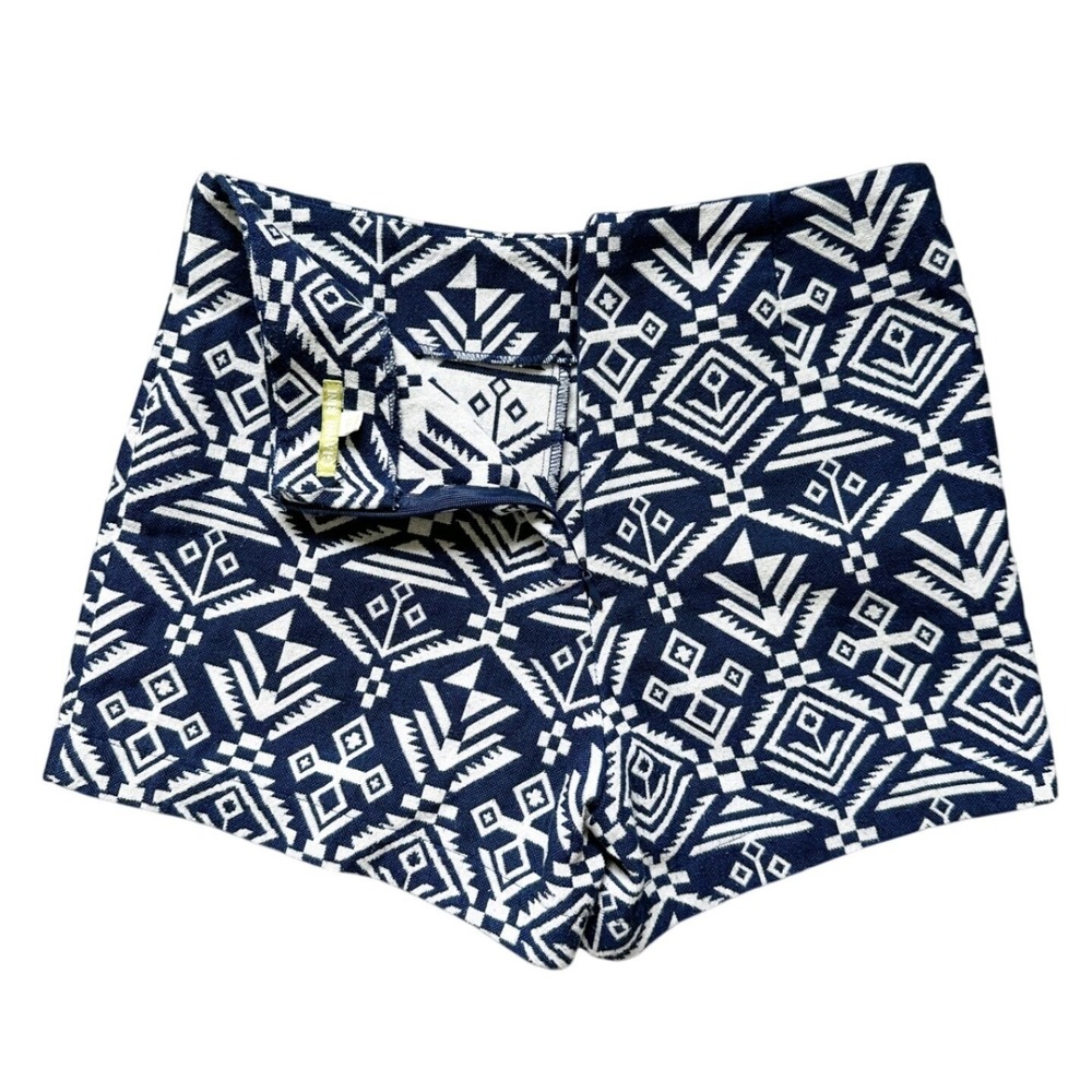 Gianni Bini Navy White Geometric Aztec‎ Print Cotton High Waist 3" Inseam Shorts - Picture 3 of 5